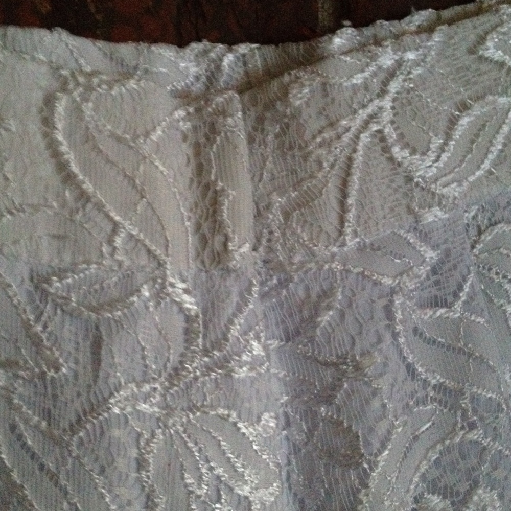White Lace Wide Leg Dress Pants | Sheer Lace Elegant Bridal Resort Slacks | 5/6 - Picture 7 of 7